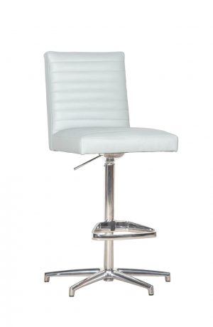 Fairfield's Uma Channel Quilting Barstool in White Upholstered Back and Seat and Nickel Base Metal Finish - Tall Seat Height