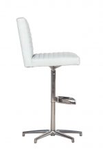 Fairfield's Uma Channel Quilting Barstool in White Upholstered Back and Seat and Nickel Base Metal Finish - Tall Seat Height Side View