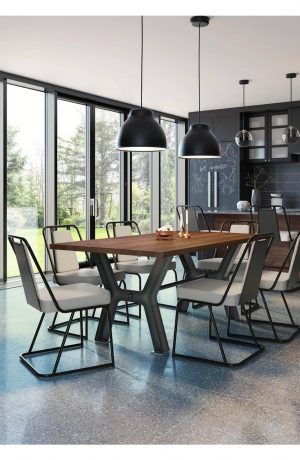 Amisco's Cassidy Modern Metal Dining Chairs with Sled Base in Dining Room