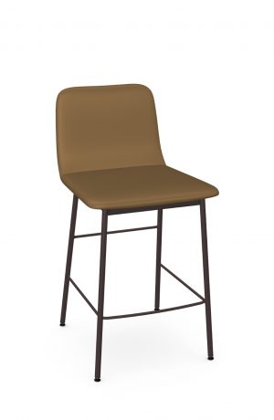 Amisco's Outback Upholstered Modern Bar Stool in Brown with Back