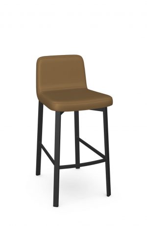 Amisco's Waverly Upholstered Short Back Bar Stool in Brown