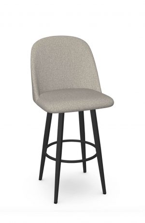 Amisco's Zahra Contemporary Swivel Bar Stool in Tan Fabric and Black Metal Finish