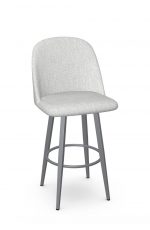 Amisco's Zahra Upholstered Modern Swivel Bar Stool with Tall Back in Silver