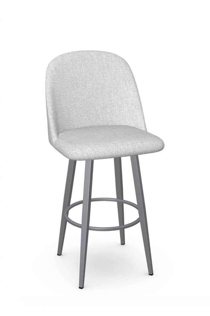 Amisco's Zahra Upholstered Modern Swivel Bar Stool with Tall Back in Silver