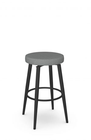 Amisco's Zip Black Backless Bar Stool with Houndstooth Fabric on Seat