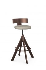 Amisco's Uplift Adjustable Screw Swivel Bar Stool with Low Back, Round Seat Cushion, and Metal Finish in Sienna Bronze