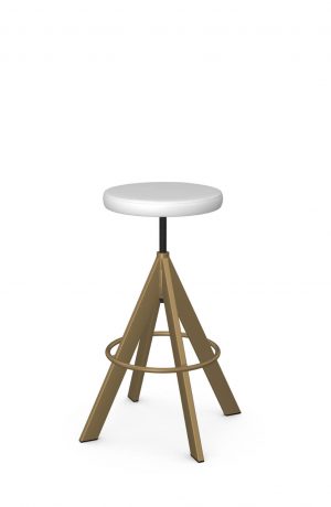 Amisco's Uplift Backless Gold Swivel Adjustable Bar Stool with White Seat Cushion