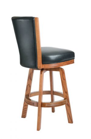 Darafeev's 615 Oak Upholstered Swivel Bar Stool with Back in Leather - View of Back