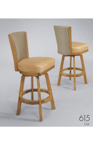 Darafeev's 615 Oak Upholstered Wood Swivel Bar Stool with Back in Natural Finish