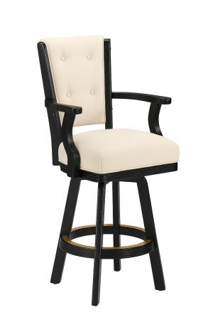 Darafeev's 960 Classic Black Wood Bar Stool with Arms and Tufting on the Back
