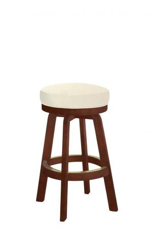 Darafeev's 965 Cherry Wood Backless Bar Stool with Cream Seat Cushion