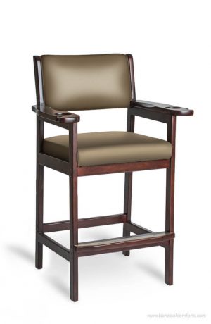 Darafeev's #977 Stationary Wood Arm Bar Stool with Cup Holder and Billiard Pool Cue Holder