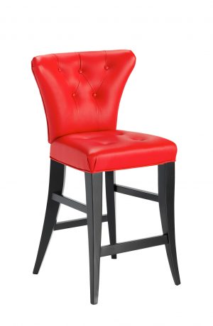 Darafeev's Bourbon Flexback Stationary Modern Bar Stool in Espresso Wood Finish and Red Seat/Back Cushion