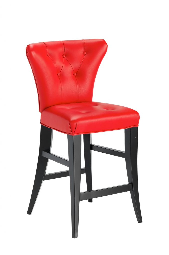 Darafeev's Bourbon Flexback Stationary Modern Bar Stool in Espresso Wood Finish and Red Seat/Back Cushion
