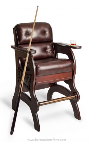 Darafeev's Mann Sports Theater Bar Chair with Arms and Upholstered Back and Seat with Billiard Cue Holders