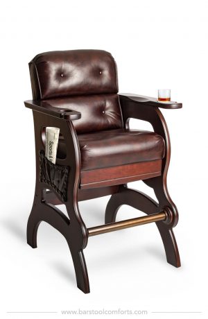 Darafeev's Mann Sports Theater Luxury Padded Bar Stool with Arms, Side Pocket, and Cup Holders