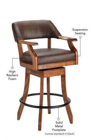 Featuring high resilient foam, suspension seating, arms, and solid metal footplate.