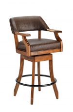 Darafeev's Patriot Wood Upholstered Swivel Bar Stool with Arms