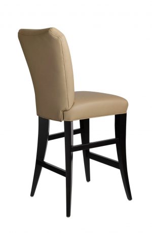 Darafeev's Treviso Upholstered Flexback Wood Bar Stool in Espresso and Light Tan Cushion - View of Back