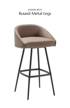 Black metal swivel bar stool with low back - Trica - Liv bar stool