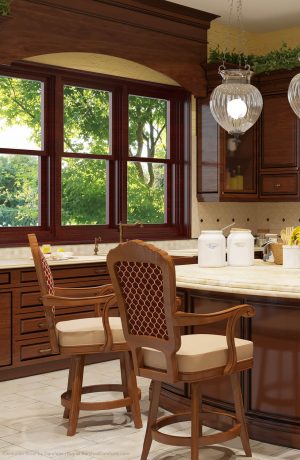 Darafeev's Centurion Luxury Wood Swivel Bar Stools in Modern Country Kitchen