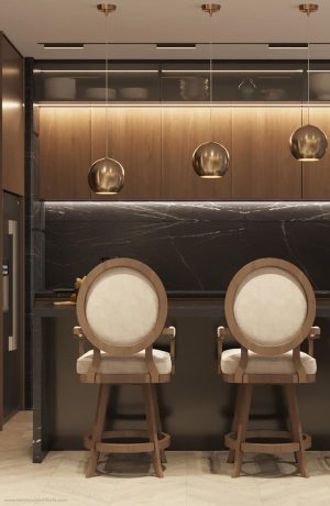 Darafeev's Chantal Contemporary/Transitional Swivel Wood Upholstered Bar Stools in Modern Kitchen Design