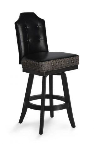Darafeev's San Marino Black Luxury Swivel Counter Stool with Button-Tufting on Back