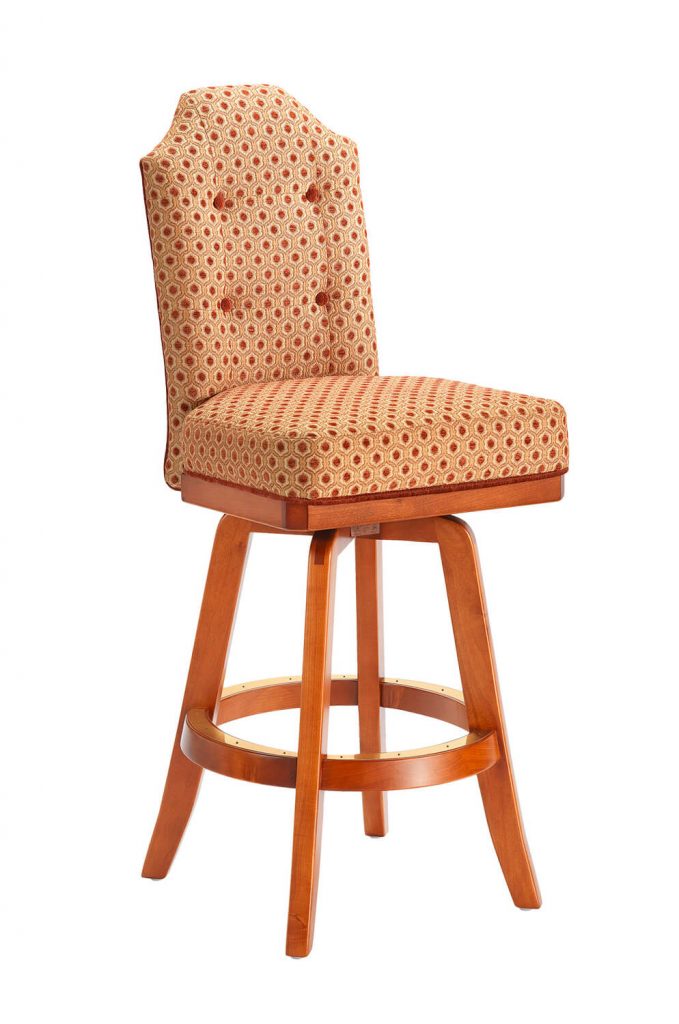 Darafeev's San Marino Wood Upholstered Swivel Bar Stool with Button Tufting on Back