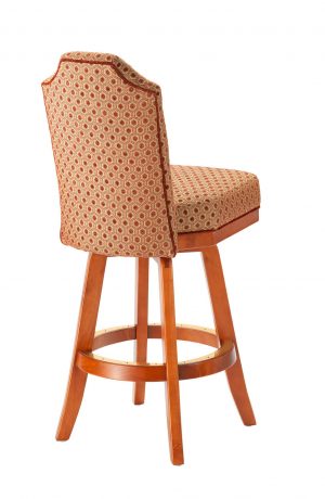 Darafeev's San Marino Wood Upholstered Swivel Bar Stool with Button Tufting on Back - View of Back