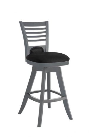 Darafeev's Veneto Gray Wood Swivel Bar Stool with Dark Gray Fabric