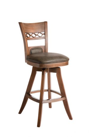 Darafeev's Verona Wood Upholstered Swivel Bar Stool with Flex Back and Seat Cushion