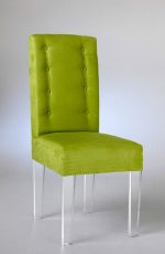 Muniz Mona Acrylic Modern Dining Chair with Button-Tufted Upholstered Back and Seat Cushion and Lucite Legs