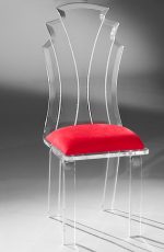 Muniz Tiffany Acrylic Modern Dining Chair with Red Seat Cushion