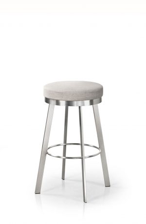Trica's Ally Backless Swivel Bar Stool in Brushed Steel with Comfort Seat