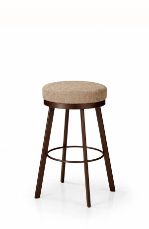 Trica's Ally Brown Backless Swivel Counter Stool with Thick Seat Cushion