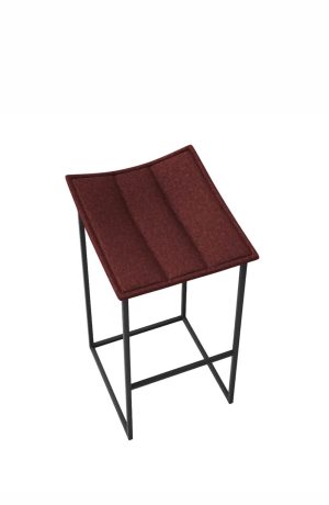 Trica's Bocca Black Modern Backless Bar Stool in Red Seat - Above View
