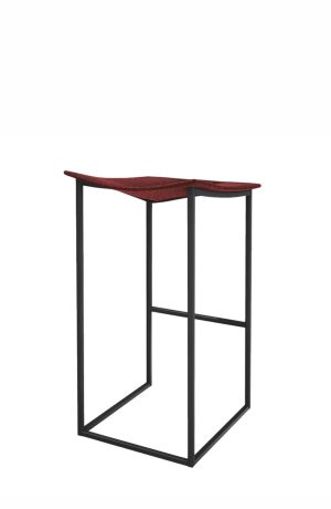 Trica's Bocca Black Modern Backless Bar Stool in Red Seat - Back View