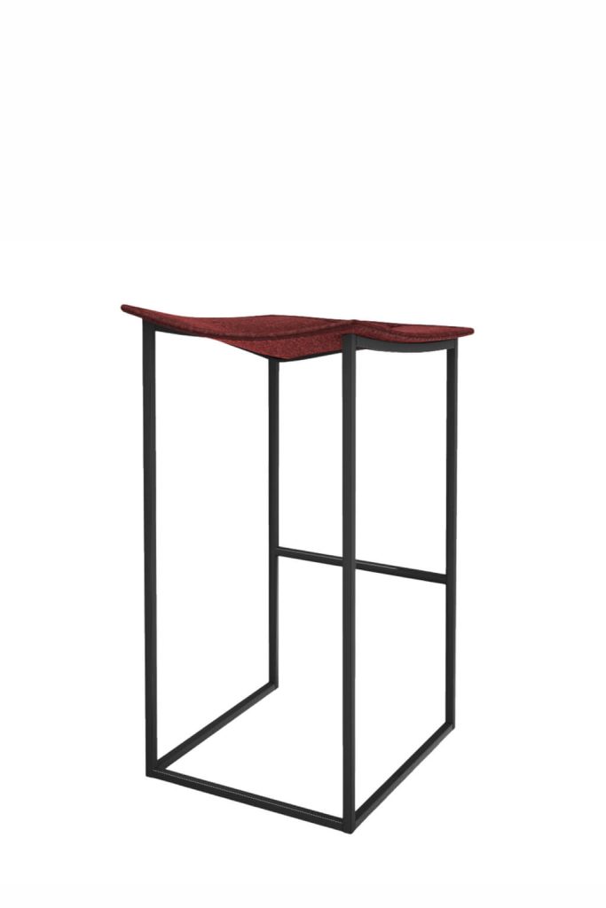 Trica's Bocca Black Modern Backless Bar Stool in Red Seat - Back View