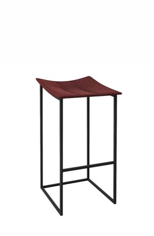 Trica's Bocca Black Modern Backless Bar Stool in Red Seat - Front