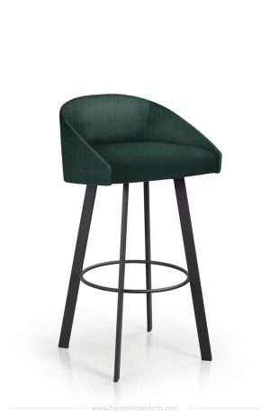Trica's Liv Black and Emerald Green Modern Low Back Swivel Bar Stool