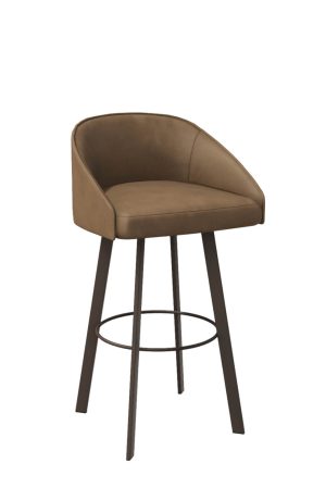 Trica's Liv Brown Swivel Counter Stool in Brown Faux Leather