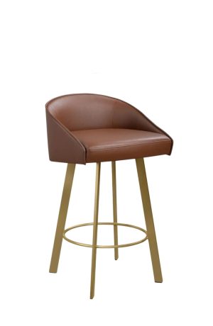Trica's Liv Gold Modern Swivel Counter Stool in Leather