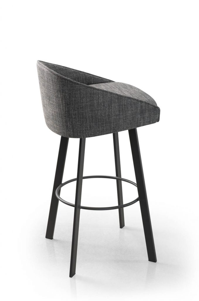Trica's Liv Low Back Padded Cushion Swivel Bar Stool in Gray