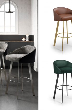 Trica's Liv Modern Swivel Low Back Bar Stool in Custom Colors