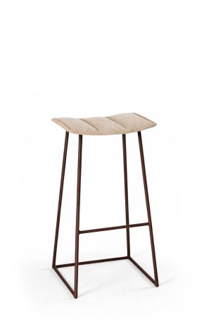 Trica's Palmo Backless Bronze Bar Stool with Saddle Seat