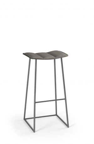 Trica's Palmo Backless Modern Bar Stool in Gray Metal and Rectangular Seat Cushion
