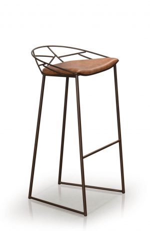 Trica's Stem Modern Bar Stool with Low Back and Sled Base in Brown