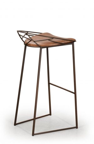 Trica's Stem Modern Bar Stool with Low Back in Brown