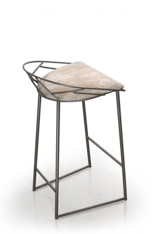 Trica's Stem Modern Stationary Bar Stool with Low Back and Seat Cushion and Sled Base - Back View