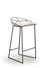 Trica's Stem Modern Stationary Bar Stool with Low Back and Seat Cushion and Sled Base